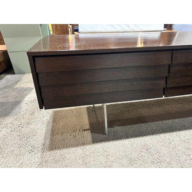 Dark Wood Credenza With Louvered Front Drawers For Sale In Las Vegas - Image 6 of 7