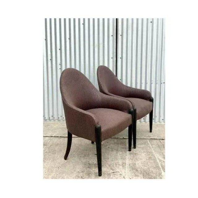 Vintage Quilted Brown High Back Side Chairs After Donghia - Set of 2 For Sale In West Palm - Image 6 of 7