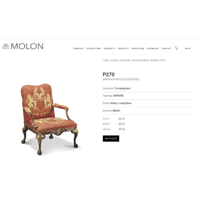 Stunning hand made in Italy Francesco Molon P270 English Thomas Chippendale style Library armchair and matching footstool...
