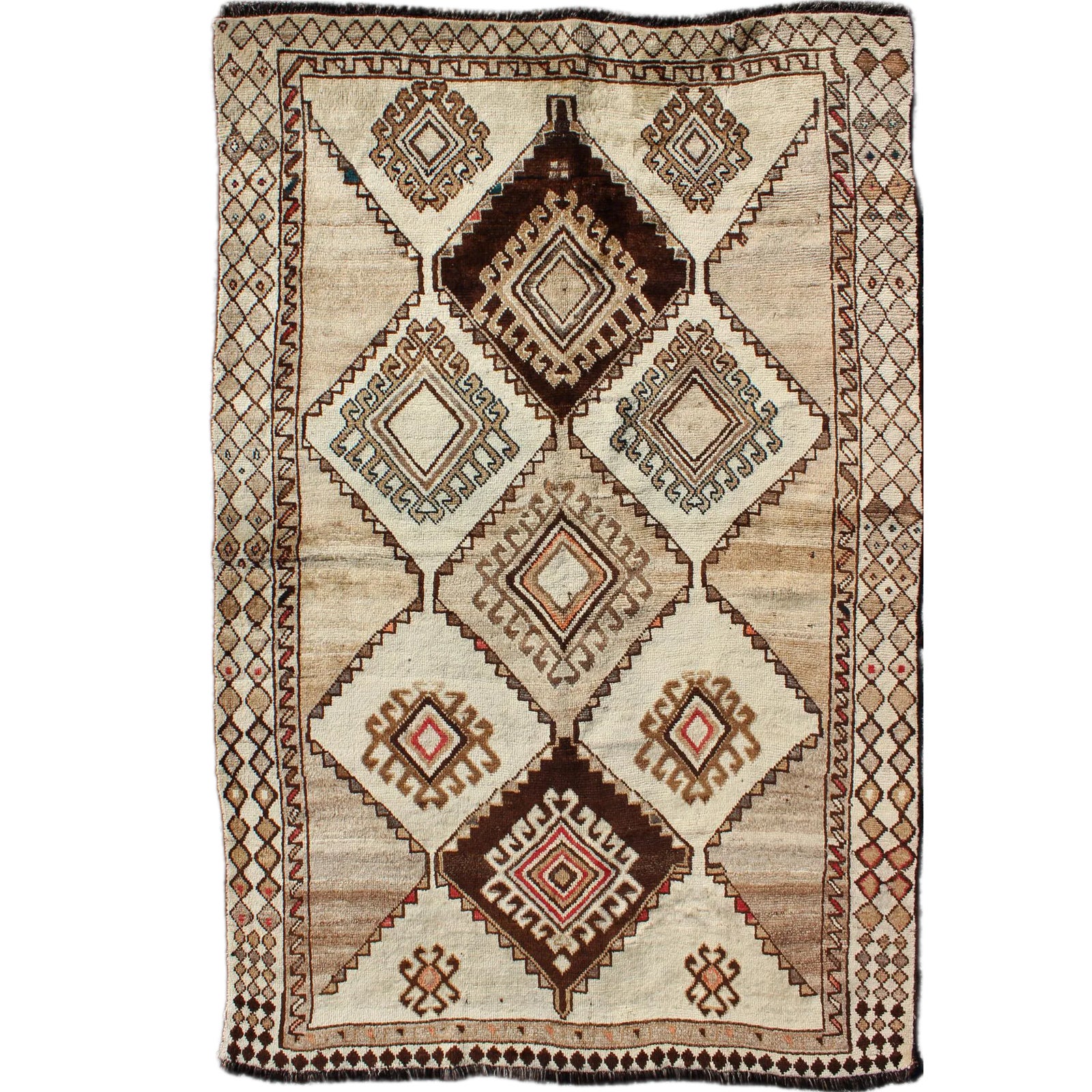 Vintage Persian Gabbeh With Diamond and Geometric Design in Earth Tones ...