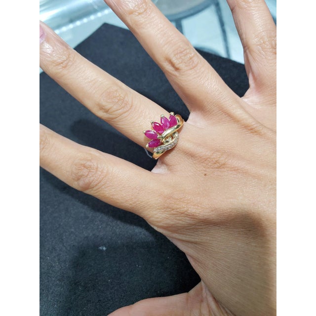 ♥ Product Summary ♥ Main Stone: Ruby & Diamonds Band Material: 14k Yellow Gold Stone Cut: Marquise & Round