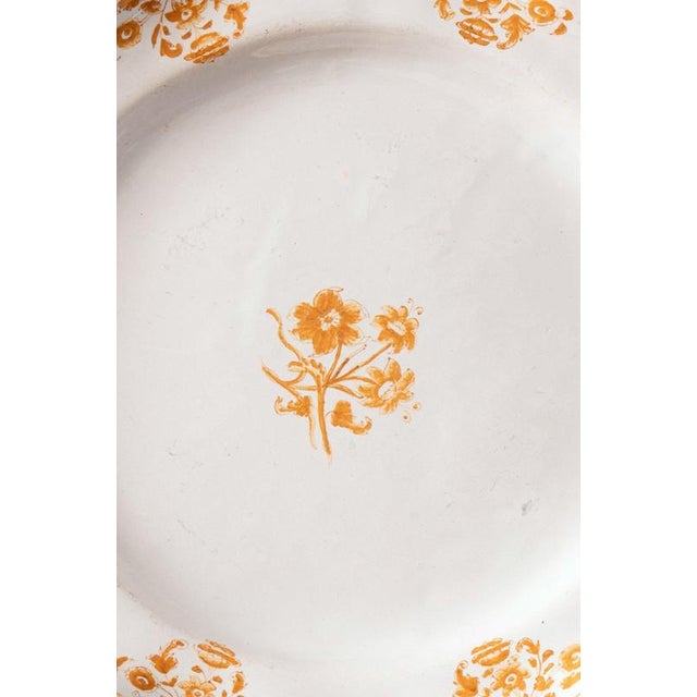 Moustiers Faience, Ochre Floral Plate, 18th Century For Sale - Image 4 of 7