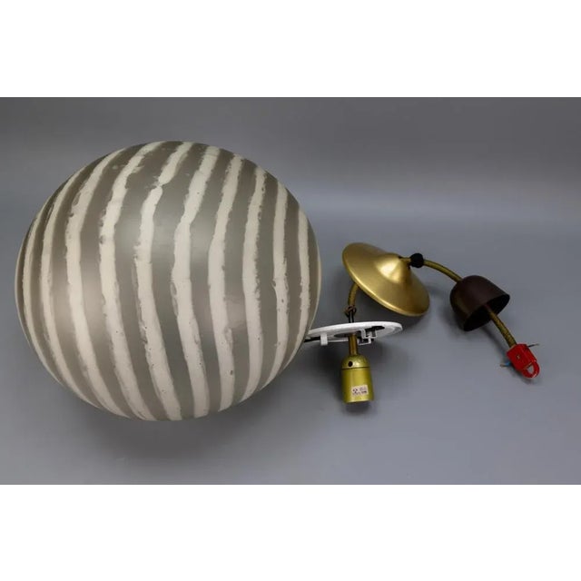 Mid-Century Striped Glass Globe Pendant by Peill & Putzler, Germany, 1970s For Sale - Image 18 of 18