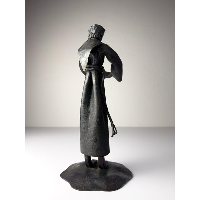 Mid-Century Modern Salvino Marsura, Brutalist Sculpture of Monk with Book, 1970s, Iron For Sale - Image 3 of 18