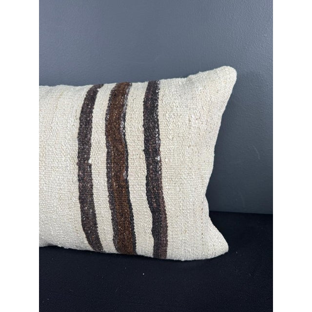 Turkish Hemp Pillow Cushion Natural Beige Brown Pillow Cushion Cover 16" x 24" For Sale - Image 4 of 4