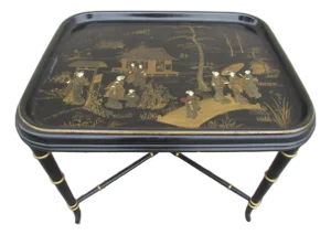 English Chinoiserie Paper Mache Tray Table or Coffee Table