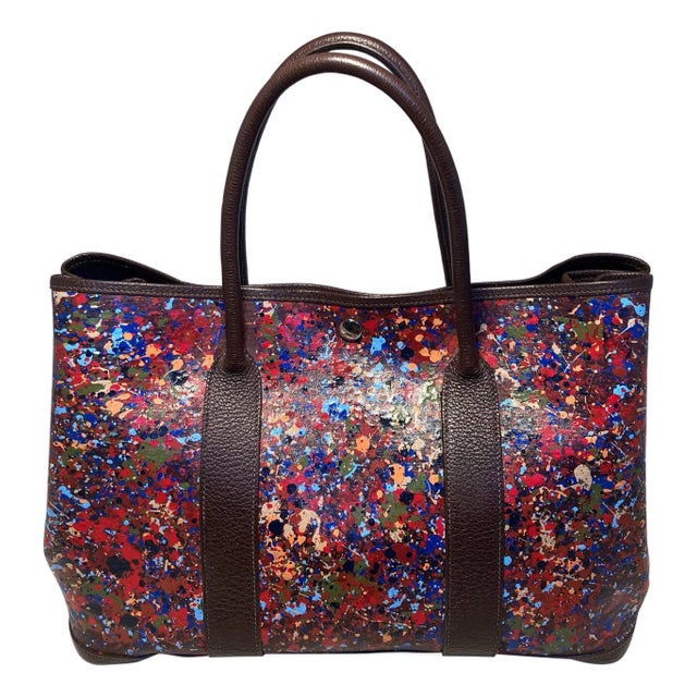 Hermes Pointillism Hand Painted Garden Party 35 Tote For Sale