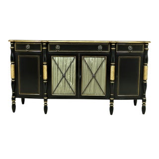 Hickory White Black & Gold Regency Sideboard For Sale