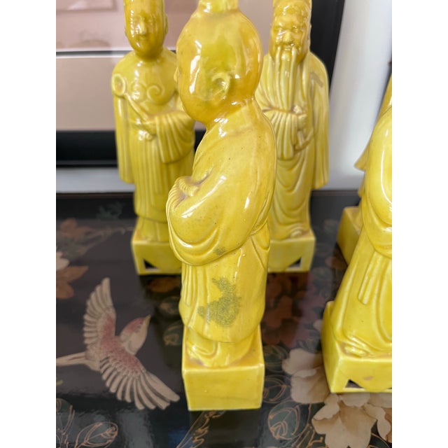 Mid 20th Century Taoist Immortals in Golden Yellow-Set of Five Figures For Sale - Image 12 of 12
