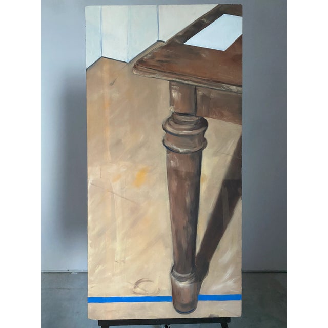 Tan Surrealist Painting of Furniture With Yves Klein Blue For Sale - Image 8 of 13