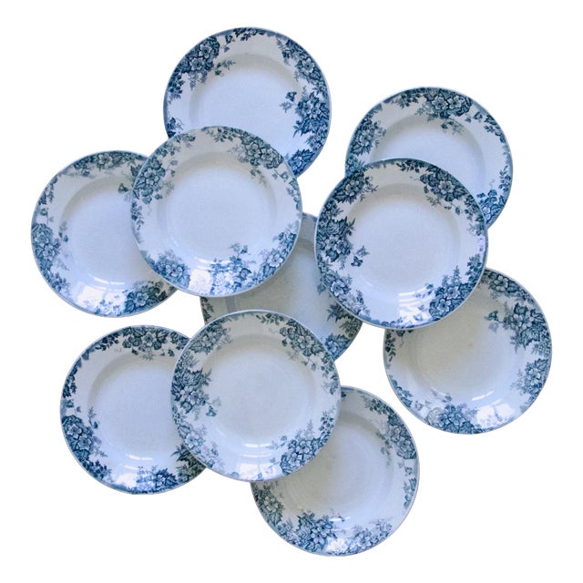Antique French Plates by Moulin Des Loups, 1910, Set of 10 For Sale