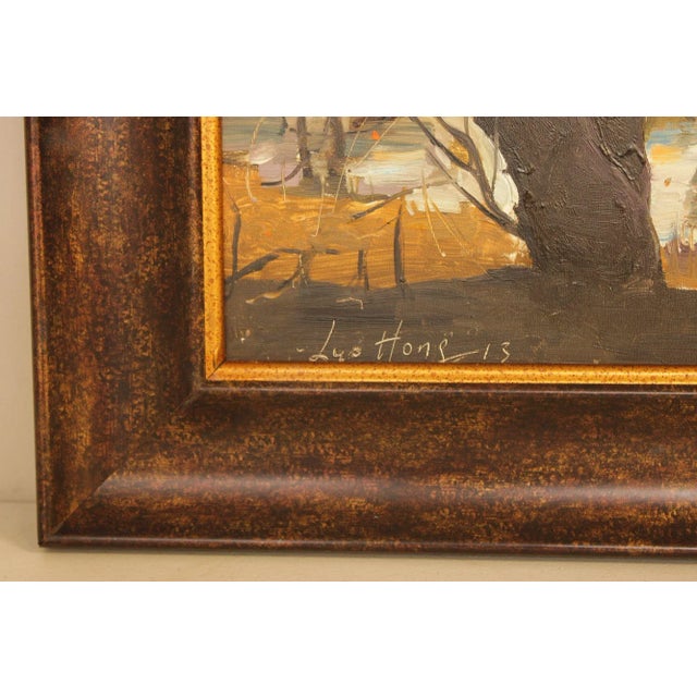 Luo Hong Impressionist Style Oil Painting, Late Fall Landscape For Sale - Image 11 of 12