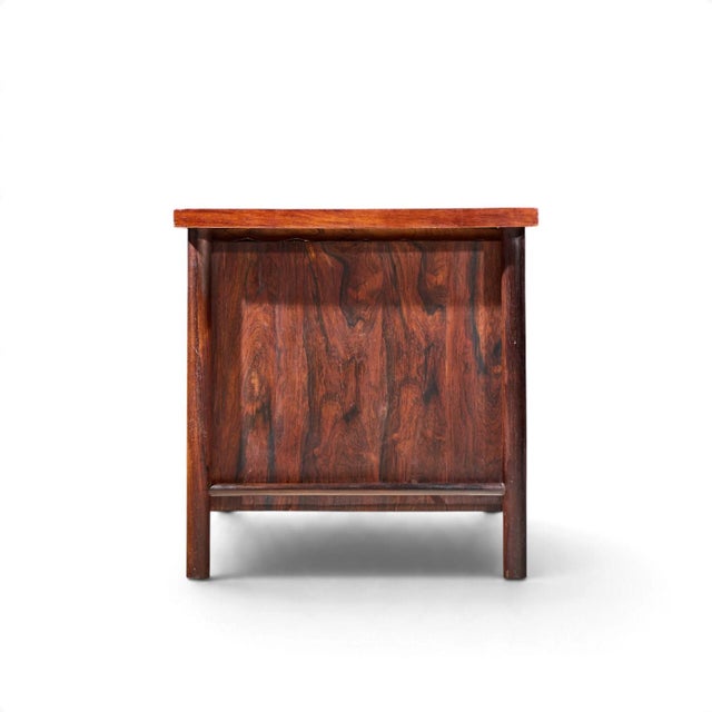 Erik Wørts Erik Worts Style Mid Century Danish Rosewood and Brass Executive Desk For Sale - Image 4 of 8