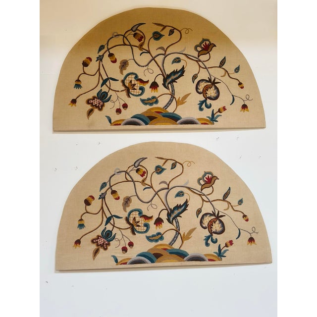 Pair of Large Crewel Work Wall Hangings For Sale - Image 4 of 8