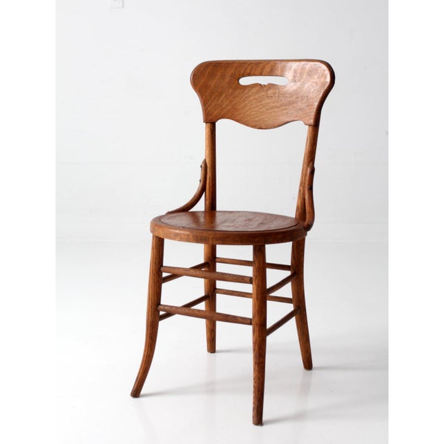 Antique Arts & Crafts Oak Side Chair For Sale - Image 4 of 17