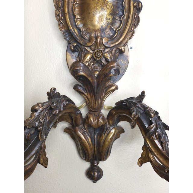Bronze Antique French Cast Bronze Sconces For Sale - Image 8 of 9
