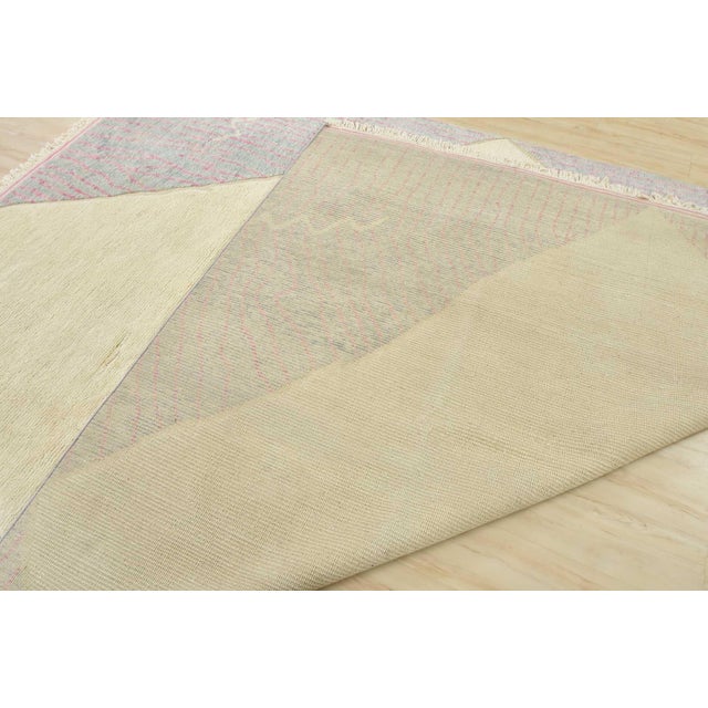 Moroccan Rug 9'1'' X 11'11'' Ivory Wool Contemporary Hand-Knotted Carpet For Sale - Image 11 of 12