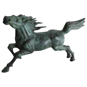 Midcentury Bronze Running Horse Statue