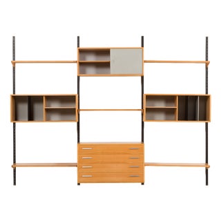 Three Bay Wall Unit in Beech from FM Møbler, 1970s For Sale