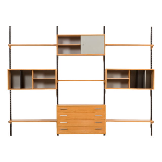 Three Bay Wall Unit in Beech from FM Møbler, 1970s For Sale