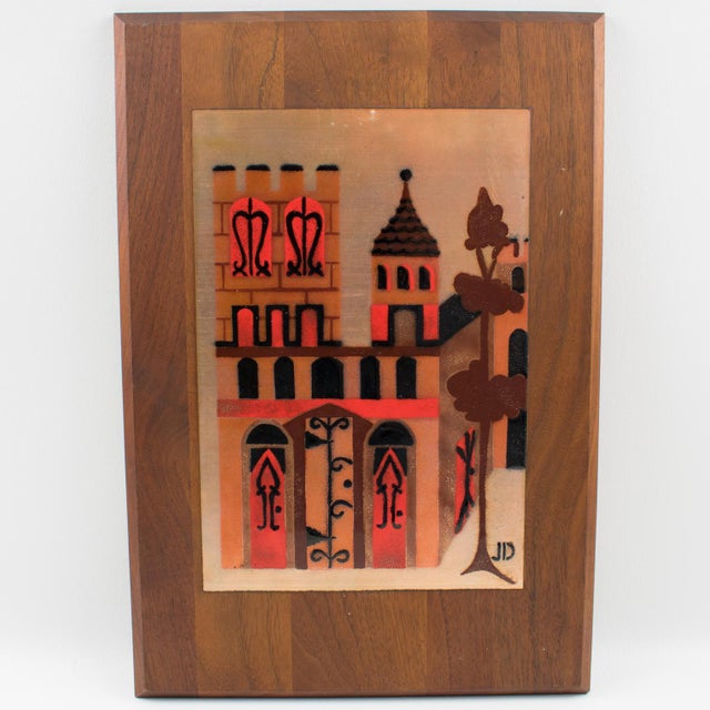 Judith Daner Enamel Artwork Wall Panel Cityscape, a pair For Sale - Image 4 of 17