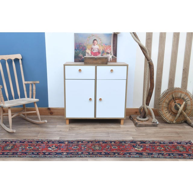 Tribal 1970s Turkish Oushak Handmade Wool Cotton Red Runner Rug For Sale - Image 3 of 11