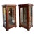 Pair Antique French Glass Vitrine Display Cabinets Burl Mahogany Mirror C1900 For Sale