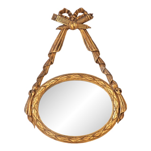 Louis XVI-style Oval Mirror With Carved Wood Frames, France Mid 20th C. For Sale