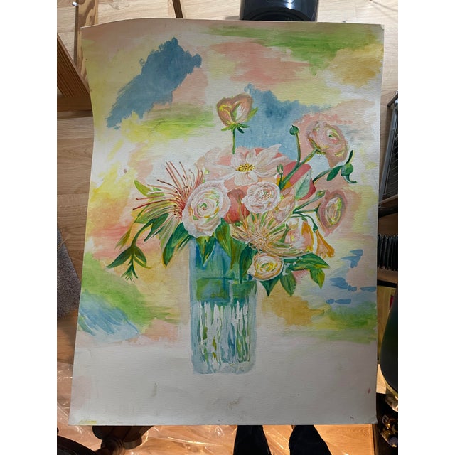 2020s Pastel Still Life Original Watercolor Painting For Sale - Image 5 of 5