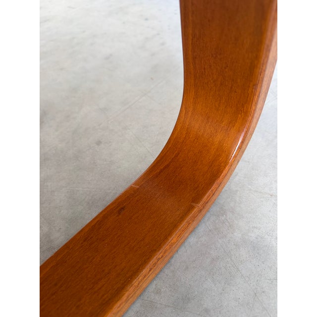 1970s Mid Century Westnofa Norway Cantilevered Bentwood and Orange Wool Lounge Chair Pair For Sale - Image 11 of 12