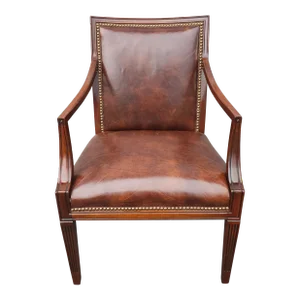 20th Century Stateville Chair Co. Mahogany and Leather Upholstered Armchair