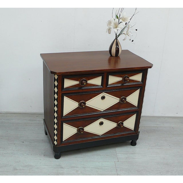 Antique chest of drawers with 2 small and 2 large drawers from the gründerzeit period, circa 1890; made of solid dark...