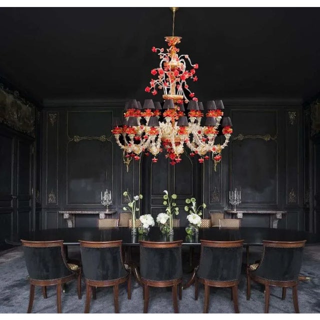 1980s Red and Gold Murano Glass Chandelier, 1980s For Sale - Image 5 of 17