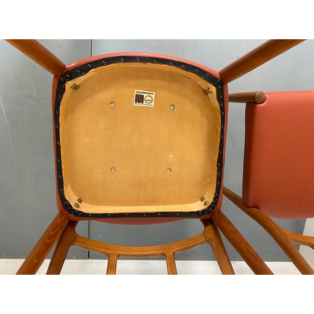 Mid-Century Danish Teak and Leather Dining Chairs by Johannes Andersen for Uldum Møbelfabrik, 1950s, Set of 4 For Sale - Image 10 of 18