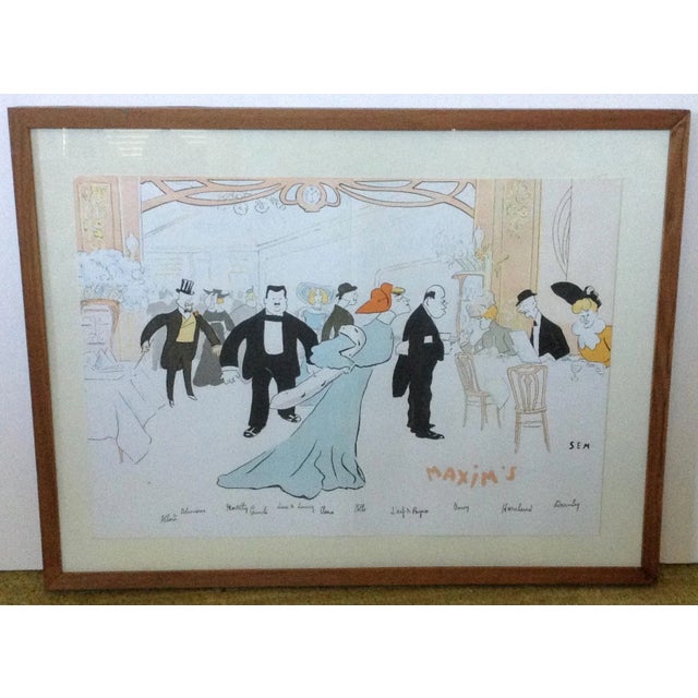 This fabulous French illustration is from the famed Maxim's restaurant in Paris. It is actually a jacket for a menu that...