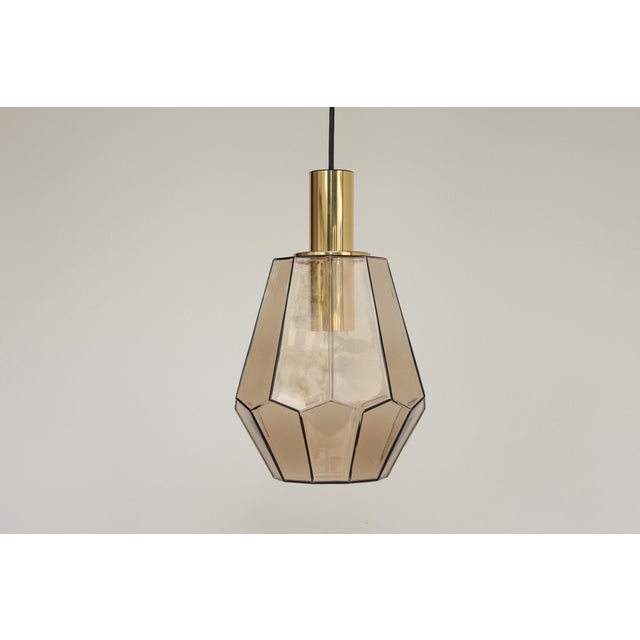 Geometric Smoked Glass Pendant Light from Limburg, 1970s For Sale - Image 10 of 15