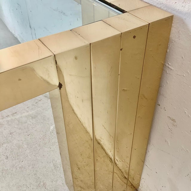 Monumental Vintage Brass & Glass Square Coffee Table, Cityscape Manner, 48 X 48 For Sale - Image 11 of 18