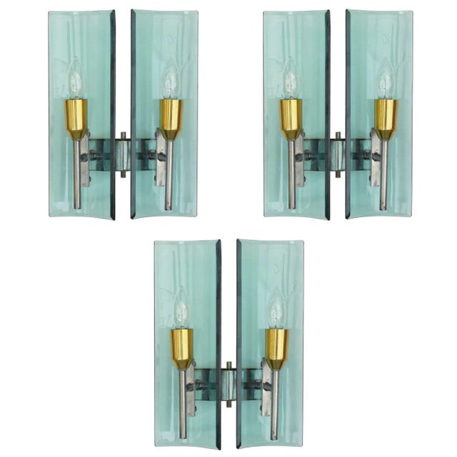 Vintage Set of Three Italian Sconces Designed by Cristal Arte, C. 1960's For Sale In Los Angeles - Image 6 of 6