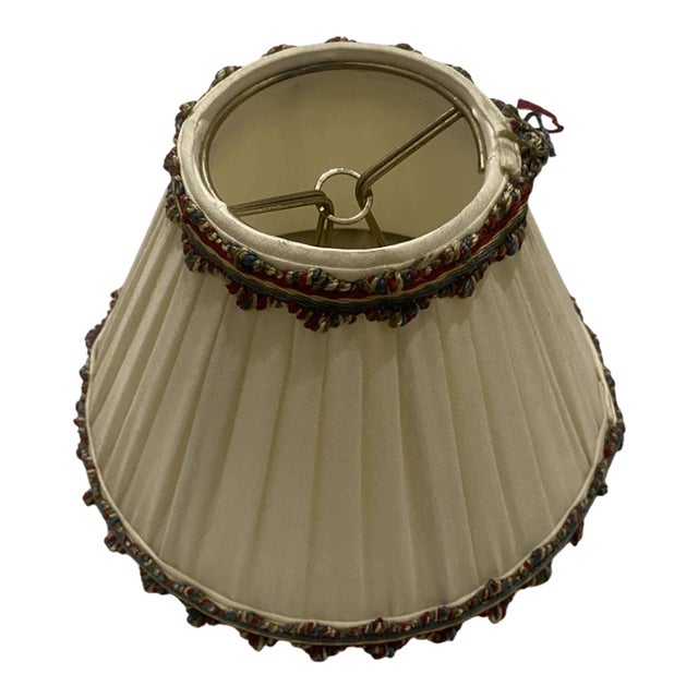 Vintage Classic Empire Style Pleated Lamp Shade With Trim For Sale
