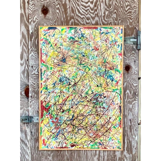Vintage Abstract Expressionist Painting Signed Lincoln Park For Sale In West Palm - Image 6 of 12