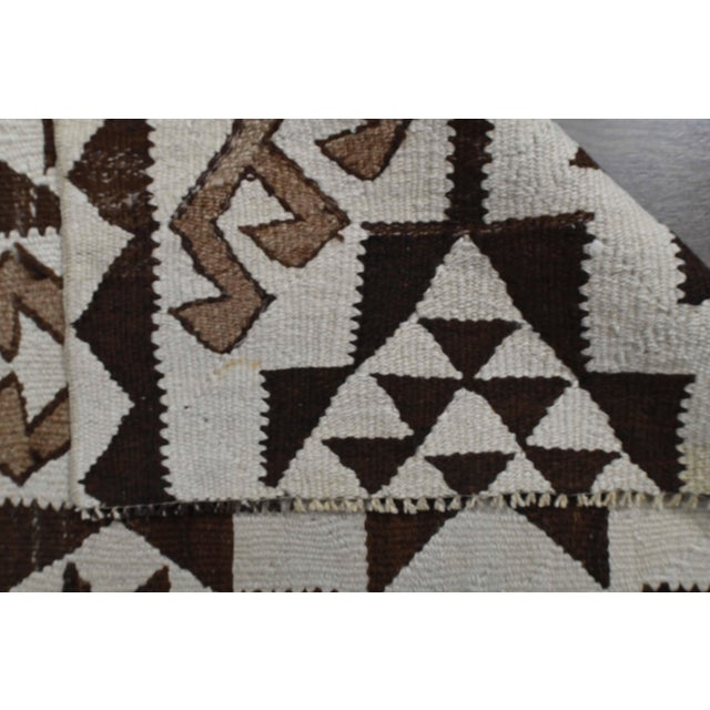 Beige 1970s Vintage Turkish Oushak Handmade Wool Cotton Beige Runner Rug For Sale - Image 8 of 11