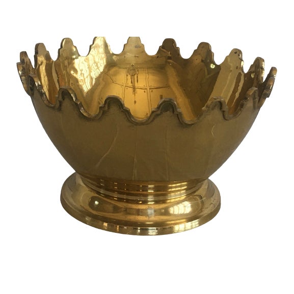 Mid 20th Century Scalloped Brass Bowl Planter Chairish