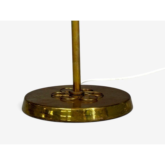 V. Soini Oy, Rare Floor Lamp, Brass, Leather, Rattan, Finland, 1950s For Sale - Image 11 of 13