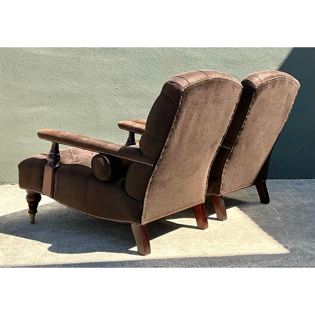 Vintage English George Smith “Edwardian” Tufted Lounge Chairs - A Pair For Sale - Image 10 of 12