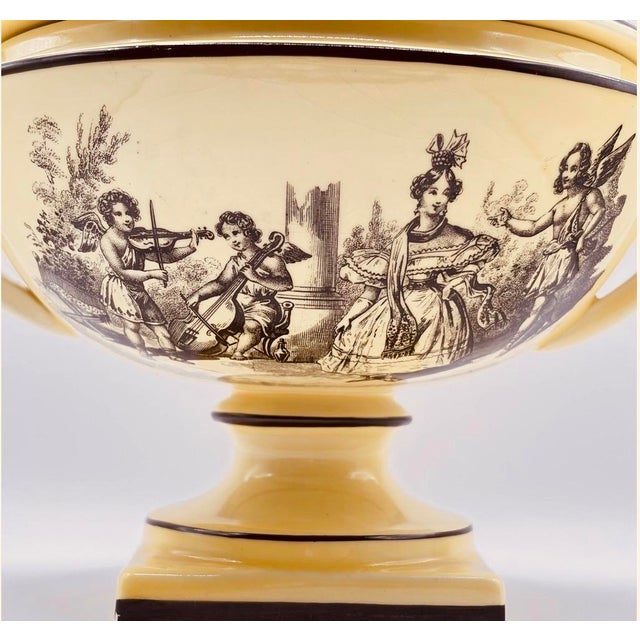 Vintage Yellow Black Toile Creil Ware Covered Tureen Italian Porcelain For Sale - Image 6 of 18