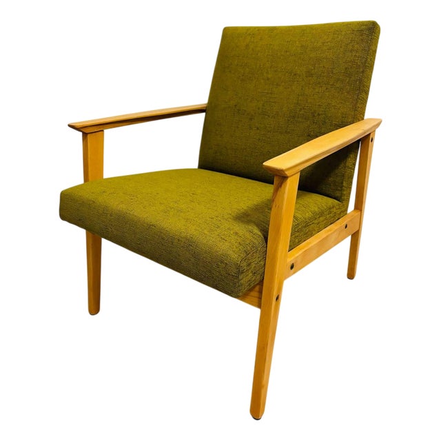 Vintage Green Armchair, Czechoslovakia, 1970s For Sale