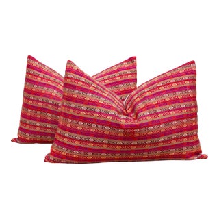 Pair of Wedding Silk Shawl Pillow For Sale