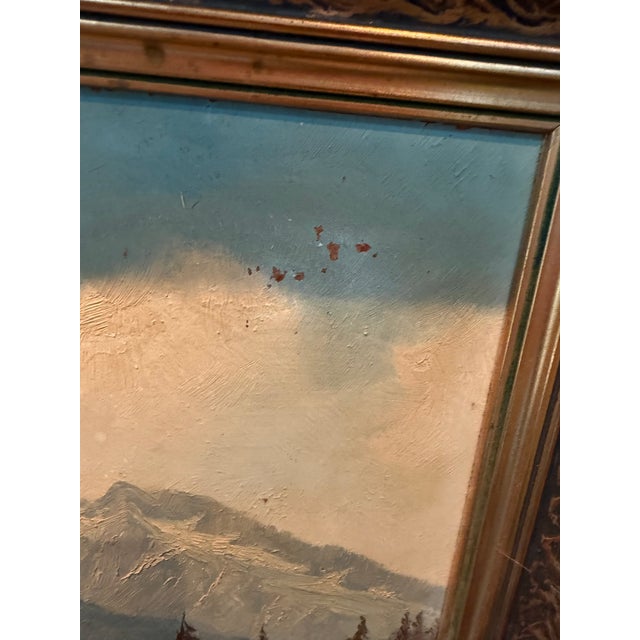 Realism 1960s Original Signed S. Gruber Watzman Mountain Oil Painting in Gold Gilt Frame For Sale - Image 3 of 12