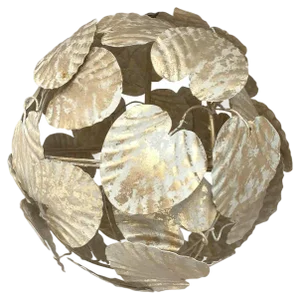 Gold-Leaf and White Leaves Sphere Suspension Pendant by Simoeng
