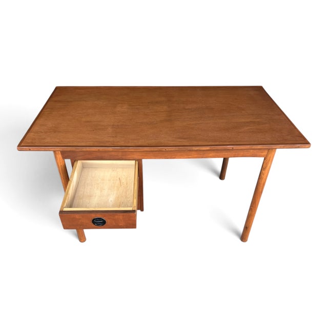 Restored Danish Modern Writing Desk With Sliding Cabinet & Tapered Legs For Sale - Image 17 of 17